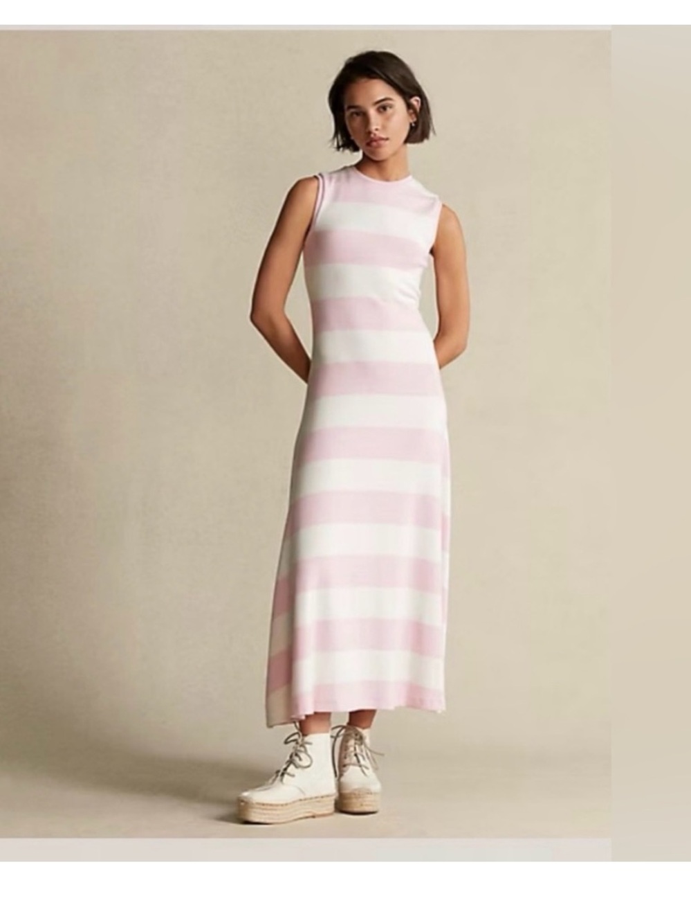 Polo Ralph Lauren Pink and White Striped Dress